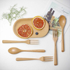 wholesale restaurant student portable natural beech bamboo wooden knife fork spoon flatware cutlery set for travel