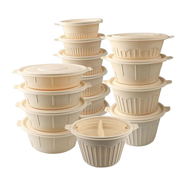 Round Oval Square Custom Takeaway Biodegradable Disposable Soup Food Containers Corn Starch Bowl