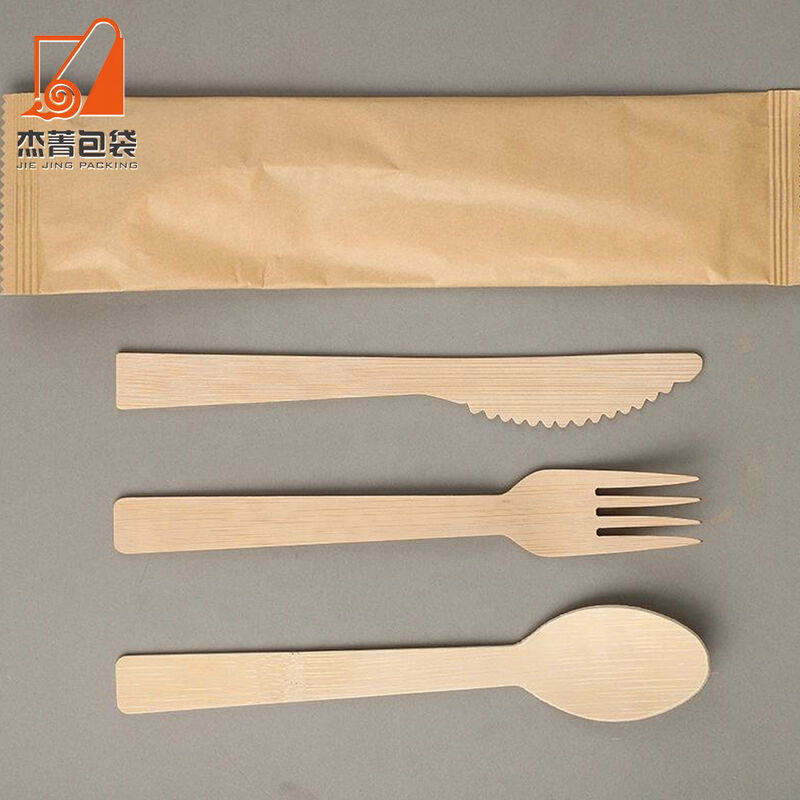 Disposable Wooden Spoon Fork Knife Biodegradable Wood Tableware Cutlery Set
