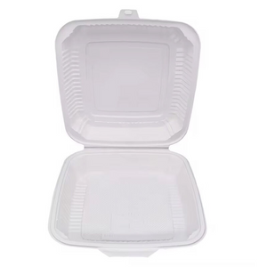 Disposable Barbecue Picnic Food Takeaway Packing Box Biodegradable Corn Starch Food Container 9 Inch Hinged Clam Shell Food Box