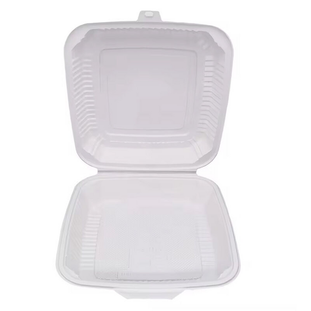 Disposable Barbecue Picnic Food Takeaway Packing Box Biodegradable Corn Starch Food Container 9 Inch Hinged Clam Shell Food Box