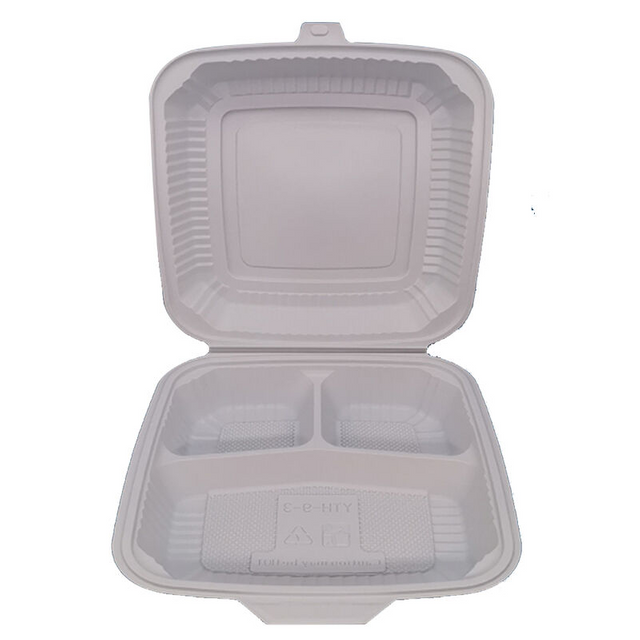 Factory Supplier Price Eco Friendly Take Away Cornstarch 3 compartment food box with lid