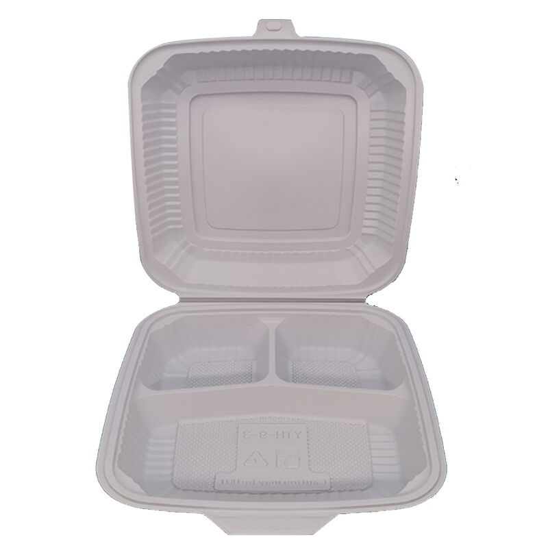 Factory Supplier Price Eco Friendly Take Away Cornstarch 3 compartment food box with lid