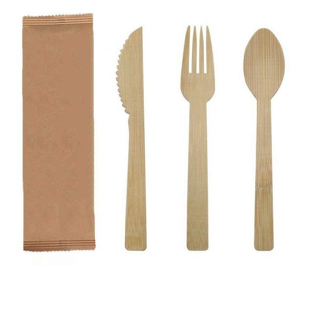 Bio-degradable Factory Bamboo Knife Spoon Fork Tableware Kit Bamboo Cutlery Set