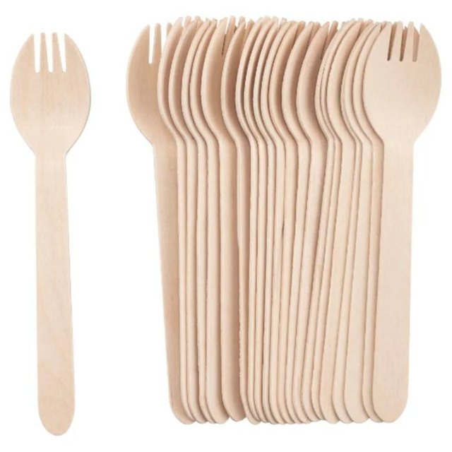 Biodegradable wooden knife spoons and forks disposable wooden cutlery for party