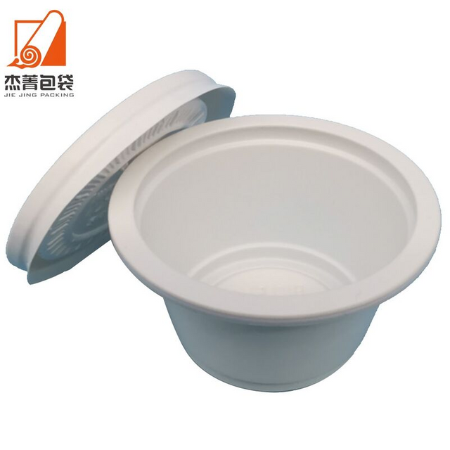 Disposable biodegradable eco-friendly cornstarch salad bowl meets with lid eco-bowl