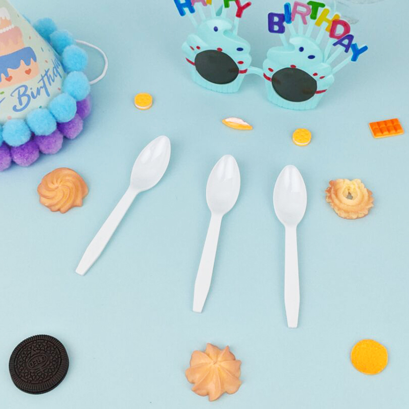Individual Package Disposable Ice Cream Plastic Spoon Black Plastic Spoon