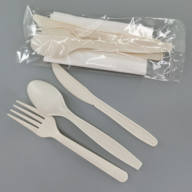 Wholesale Convenient Environment Friendly Corn Starch 8 Inch Disposable Takeaway Fork With Good Quality Tableware