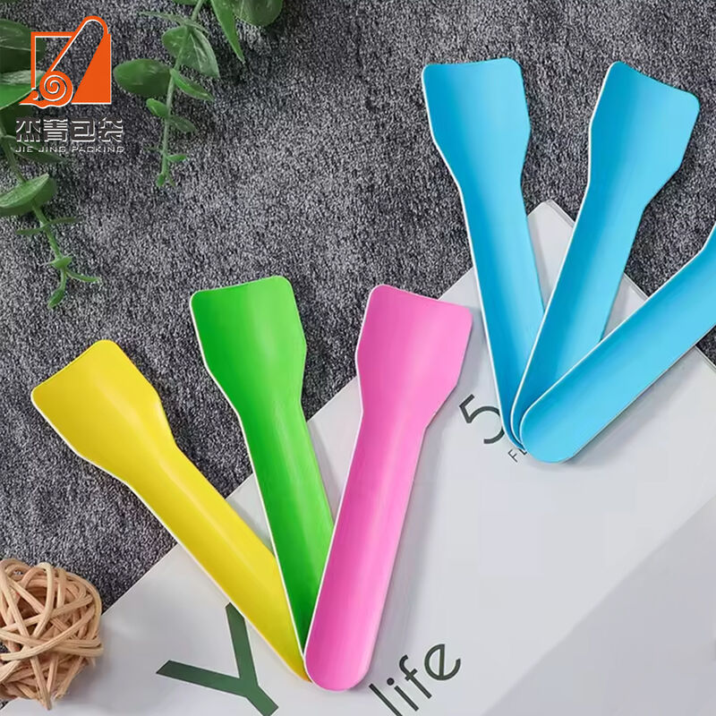 Eco-Friendly Disposable Paper Tableware: Color Splash Cake Dessert Spoons, Knives, Forks, and Ice Cream Spoons
