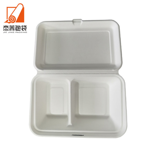 Biodegradable Pulp Molding Food Takeaway Packaging Clamshell Sugarcane Bagasse Disposable Lunch Packing Boxes