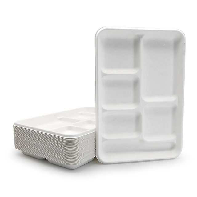 Werkseitige Zuckerrohr-Bagasse-Tabletts mit biologisch abbaubarem kompost ierbarem Einweg-Deckel