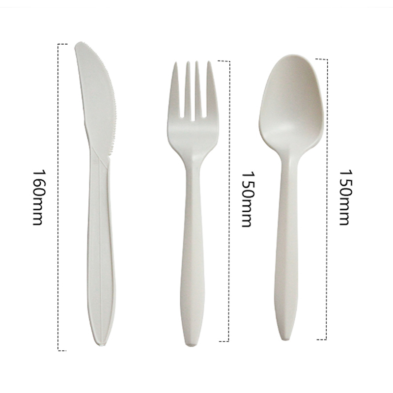 Compost Custom logo Printing Disposable Corn Starch Cutlery Biodegradable 160mm Length Corn Starch Fork Knife and Spoon Set