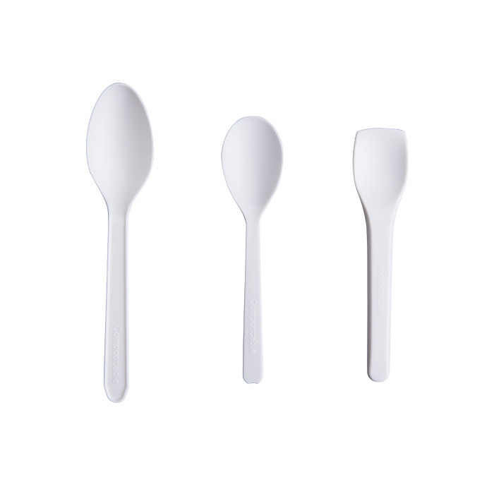 Compostable Individually Wrapped Cutlery Disposable Ice Cream Spoon PLA Colorful Ice Cream Tasting Spoons
