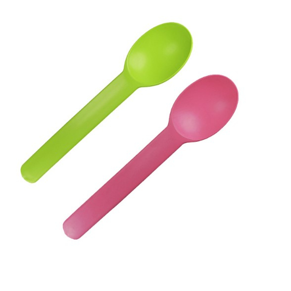Creative PLA PP Disposable Ice Cream Colorful 15cm Coffee Ice Cream Spoon