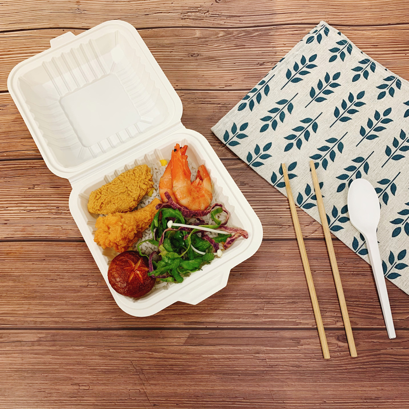 Customizable Logo Corn Starch Lunch Box Biodegradable Food Grade Packaging Container Square Takeaway Box for Cake & Sushi