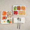 Cheap Wholesale Sugarcane Bagasse Food Trays Biodegradable 5 Compartment Deep Tray with Lid
