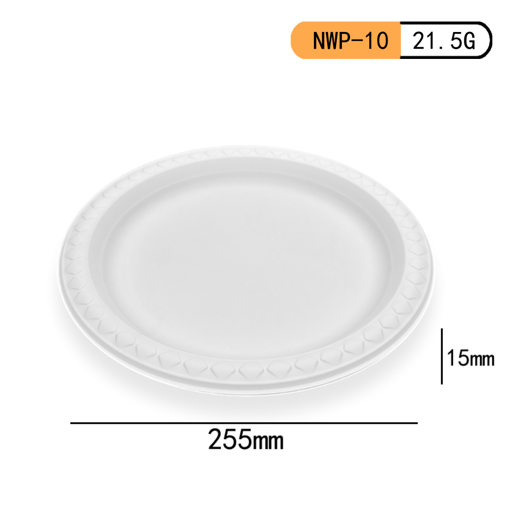 Microwavable 3 Compartments Disposable Corn Starch Plates Environmentally Friendly Round White Plates