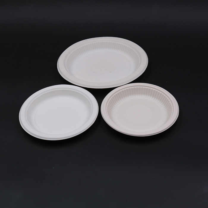 Umwelt freundliche biologisch abbaubare 3-fach Einweg-Bagasse flache natürliche braune Teller