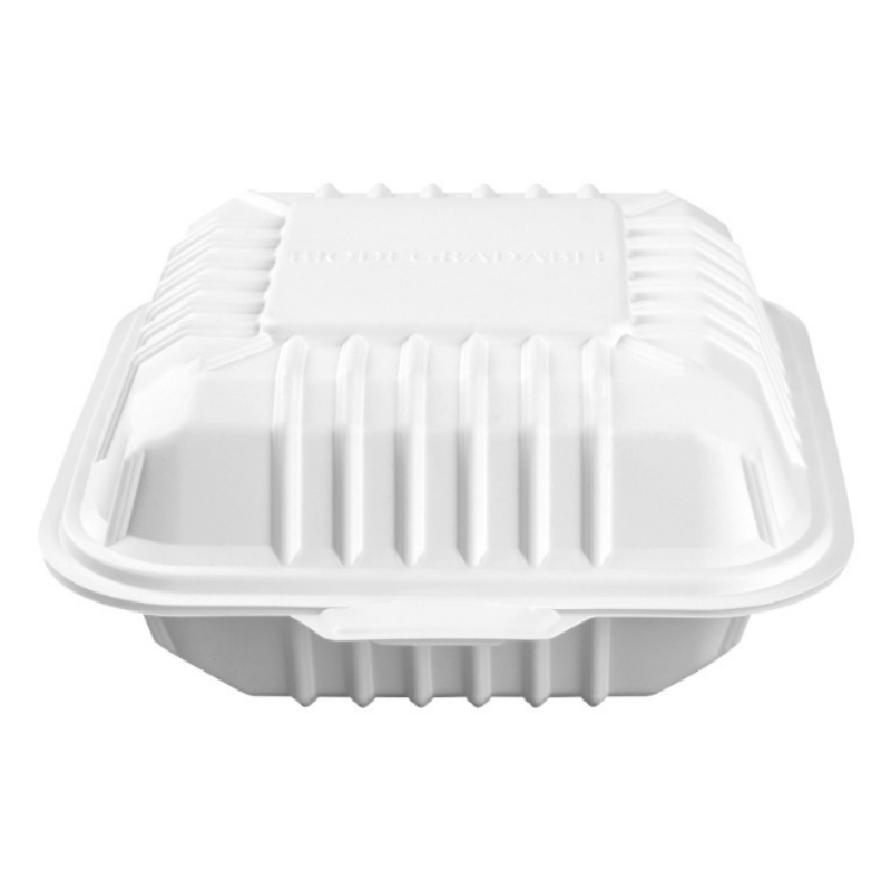 100% Biologisch Abbaubares Kompost Ier Bares Scharnier Clam Shell Lunch Box Einweg-Maisstärke-Lebensmittel Verpackungs Behälter