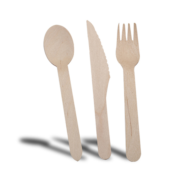 Hot Sale Modern Biodegradable Cutlery Wooden Spoon Fork and Knife Tableware Set