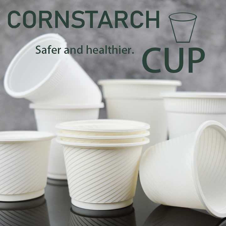 Custom Unbreakable Cornstarch Cups and Rice Husk Lid Tea Milk Beer Disposable Biodegradable Coffee Juice Cup Cornstarch Cup