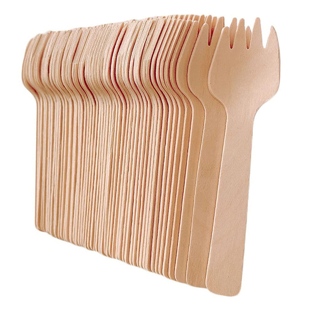 Free Sample 16cm Biodegradable Disposable Birch Wooden Cutlery Eco-Friendly Mini Spork for Parties