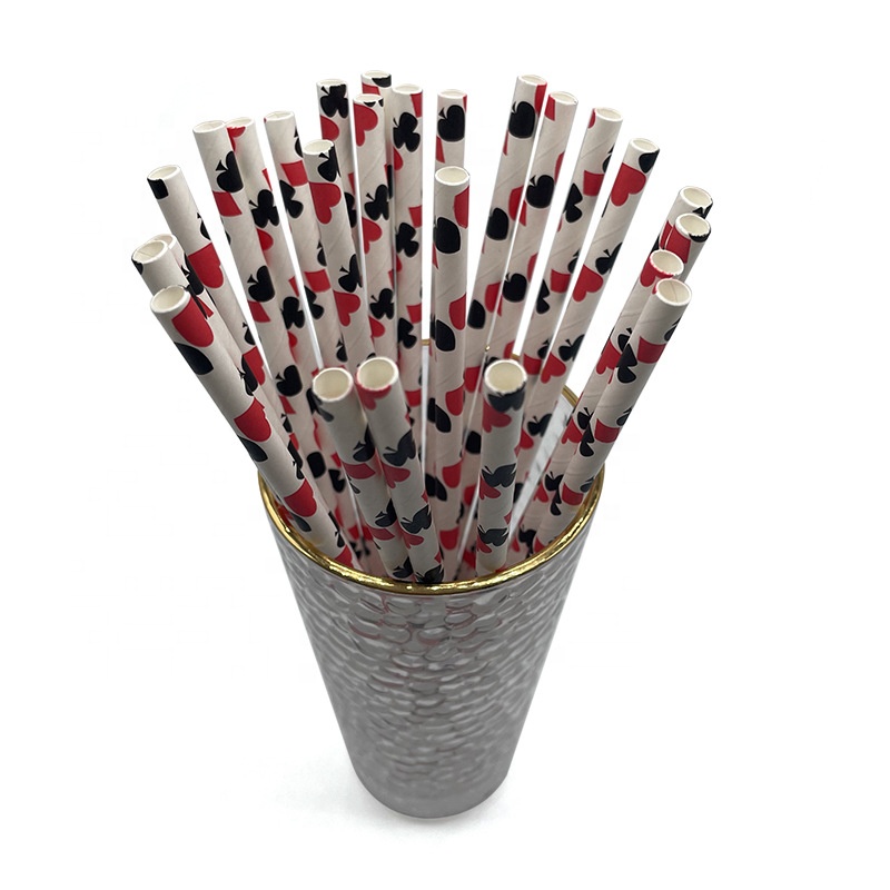 Disposable Colored Poker Art Bar Wedding Party Decoration Biodegradable Paper Straws