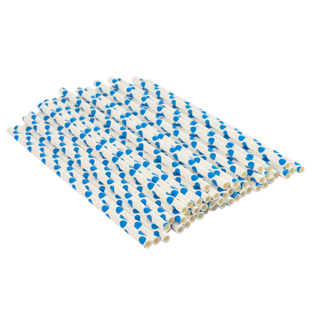 Custom Available Hot Sale Polka Dots Eco Friendly Iridescent Paper Straws for Wedding Birthday Party