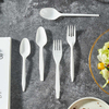 Disposable Restaurant Individually Wrapped White Plastic Utensils Plastic Spoon and Fork