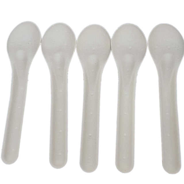 Disposable Sugarcane Pulp Fork Natural Biological Tableware Degradable Bagasse Fiber Cutlery Embossed Corrugated Paper