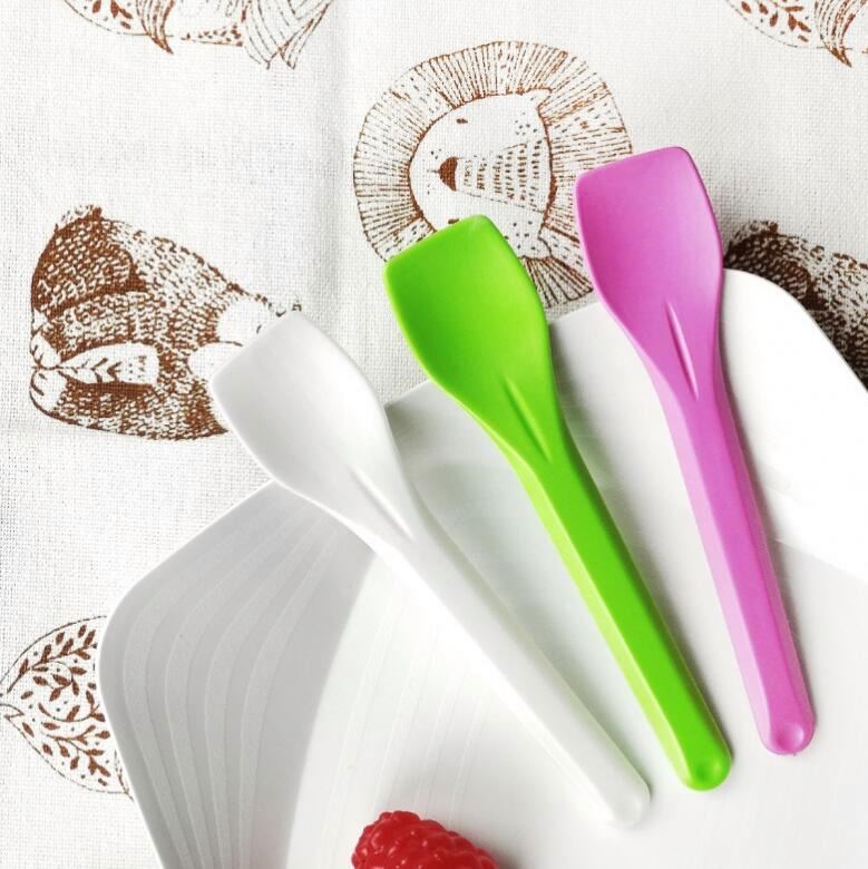  Pink White PLA Degradable Disposable Spatula Spoon for Ice Cream Yogurt Cake