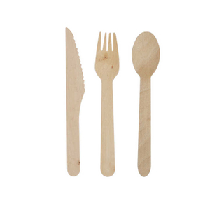High Quality 100% Eco Friendly Wood Disposable Cutlery Set Wooden Cutlery Set Travel Kit Spoons Forks Knives