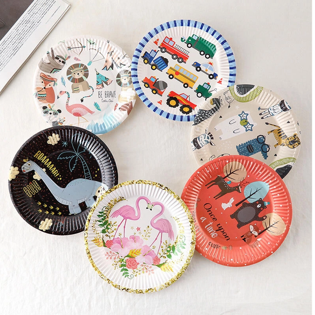 Factory price wholesale Paper plates Party wedding decorations cartoon color paper plate disposable dinner plate