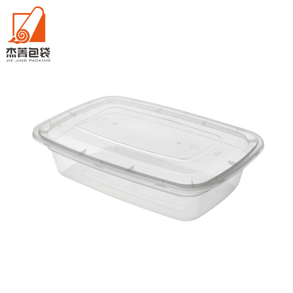 1000ml American Style Disposable Plastic Box With Lid Rectangular Shape Salad Container
