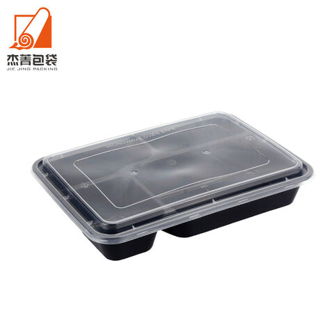 S3+1 Disposable Transparent Fast Food Rectangular Four Compartments Microwaveable PP Thickened Chinese Lunch Box Packing Box