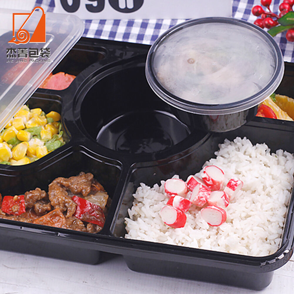 6 Compartment Disposable Takeaway Food Box With Lid Microwaveable Lunch Box