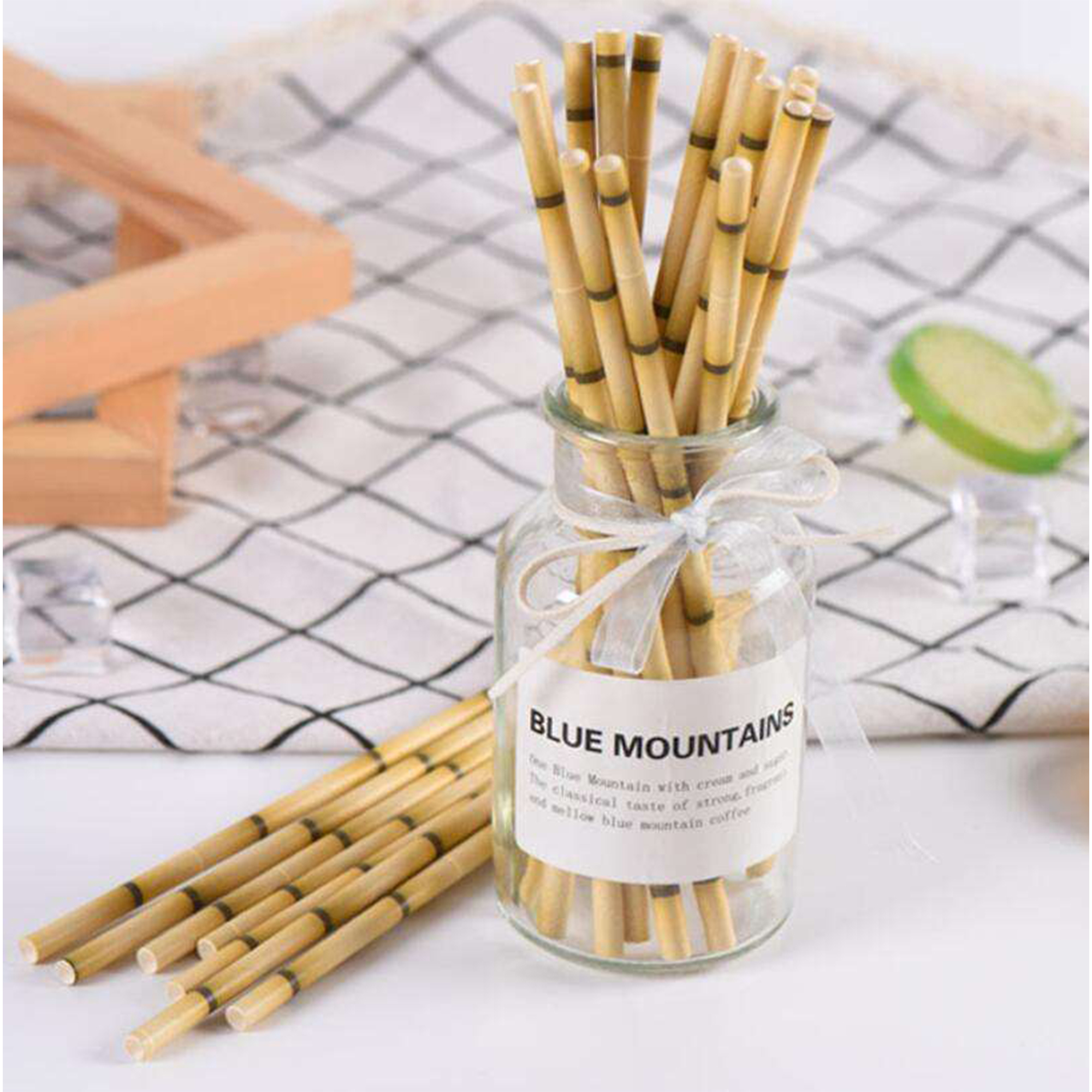 Environmental protection Paper straw Brown bamboo paper straw, biodegradable drinking straw