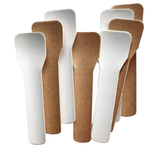 Eco friendly cheap dessert ice cream paper spoon disposable cutlery with custom logo