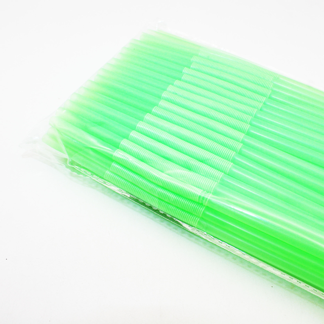 Flexible Disposable Plastic Drinking Straws Long Colorful Disposable Bendy Party Fancy neon green Straws