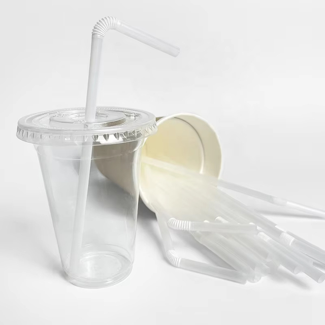 Biodegradable color pla paper bendable for straw colored drinking bubble tea clear plastic straw
