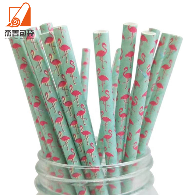 Cartoon pattern Disposable straw Colored paper straws are used to decorate weddings and banquets