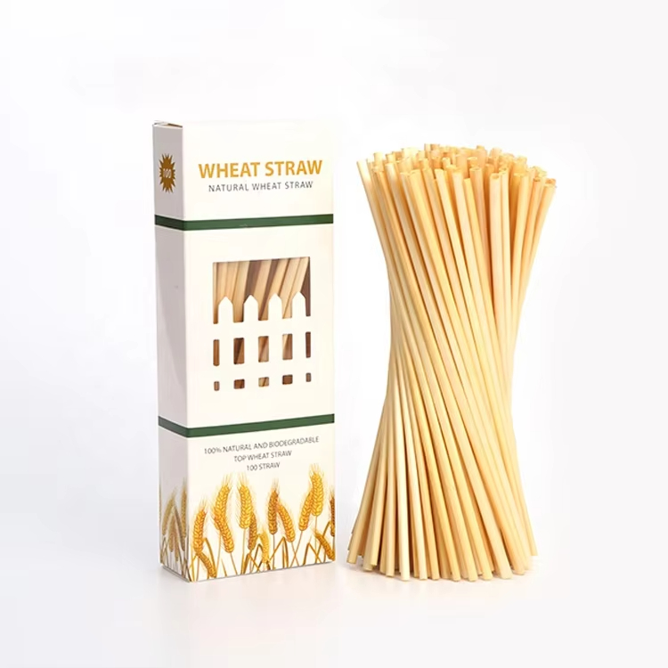 New eco friendly biodegradable wheat grass fiber drink tube straw custom individually wrapped disposable wheat straws