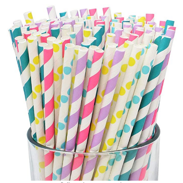 High quality Disposable paper straw coarse degradable straws striped pink drink juice paper straw manufacturers
