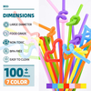 Flexible Plastic Straws, Colorful Disposable Bendy Party Fancy Straws13inch Extra Long Straws Party Decorations