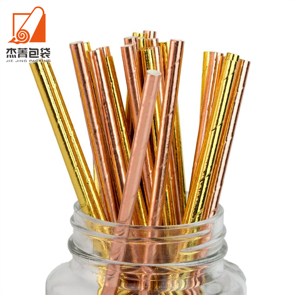 Factory Supplier Price Paper straw Biodegradable striped metal paper straw