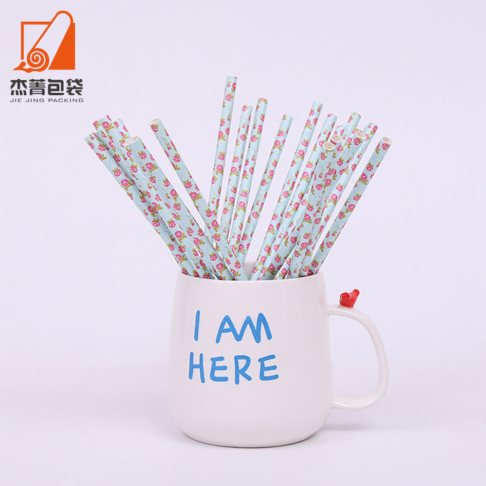 Cheap Paper straw Custom color printed disposable paper Straws Biodegradable party straws