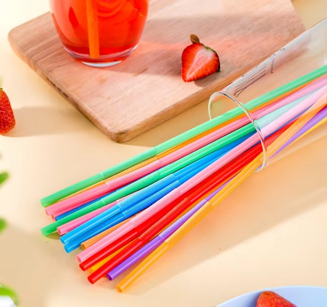 Disposable retractable PP plastic color bendable elbow straw Drink juice straw