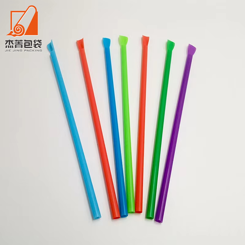 Spoon Drinking Straws Eco-friendly PLA Plastic Disposable Home Party Barware Bar Accessories Customized Packing Customized Color