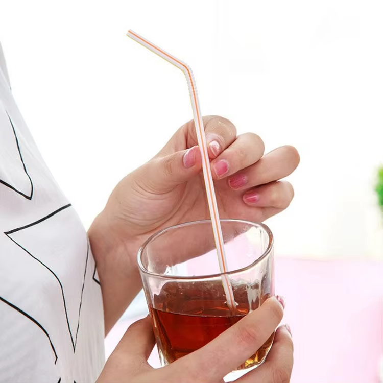 Disposable Colored Elbow plastic 100 Piece Set Extended And Bendable Straw