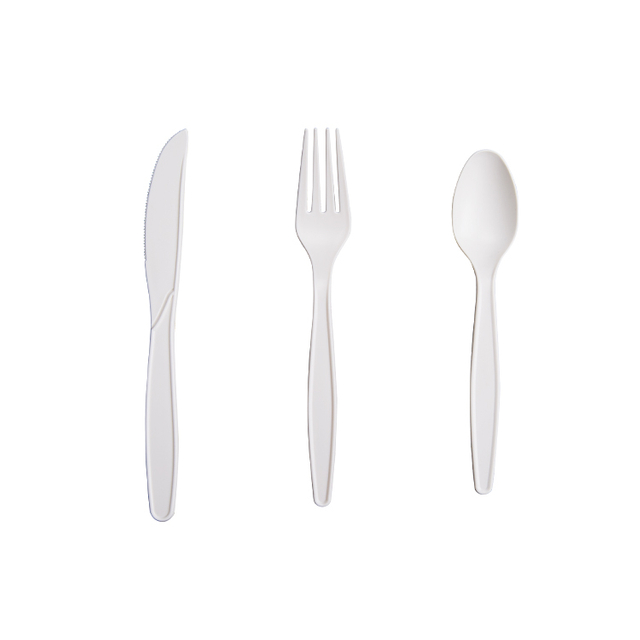Disposable Cornstarch Biodegradable Cutlery 7inch Cornstarch Cutlery Flatware Knife Fork Spoon